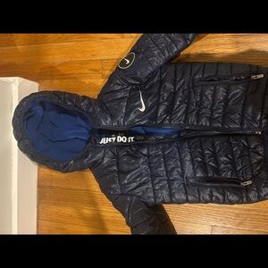 Nike Kids Dark Navy Quilted Hooded Puffer Jacket